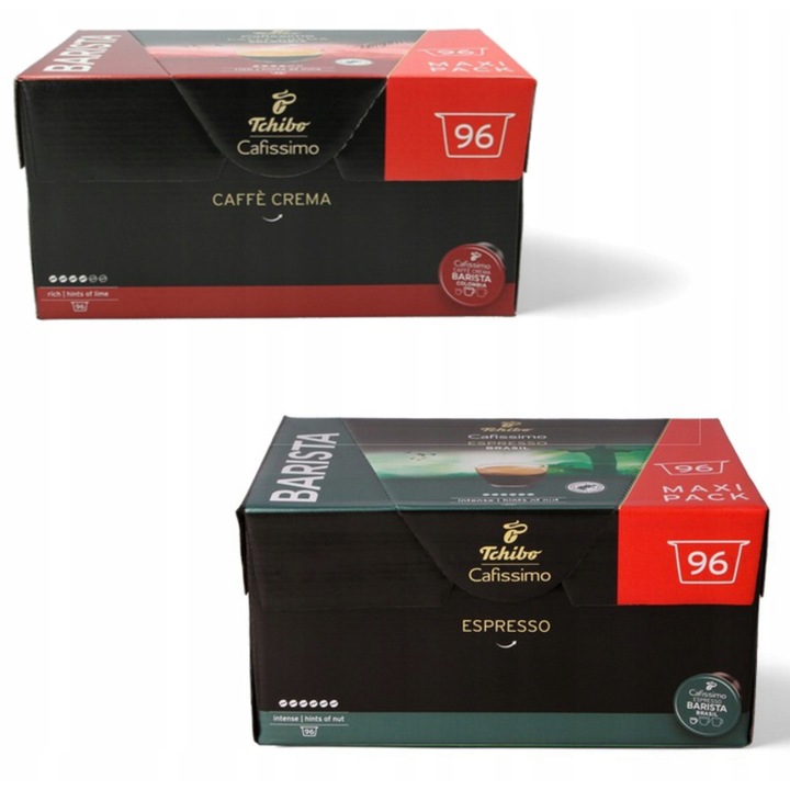 Set cafea Tchibo Cafissimo Colombia 96 capsule + Brasil 96 capsule, Arabica, multicolor