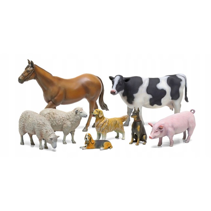 Tamiya 35385 1:35 figura készlet, háziállatok, 1 ló, 1 tehén, 2 juh, 3 kutya