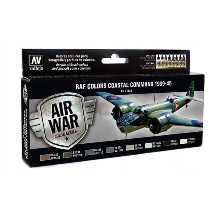 Vallejo Model Air RAF akrilfesték készlet, 8 db, Coastal Command színek 1939-1945