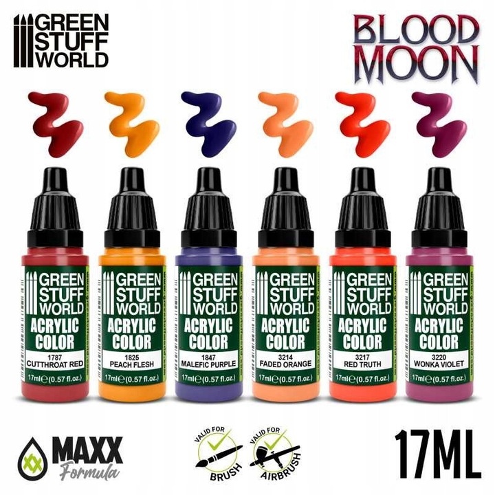 Maxx Formula akrilfesték készlet, Green Stuff World, 6 szín, 17ml mindegyik, többszínű
