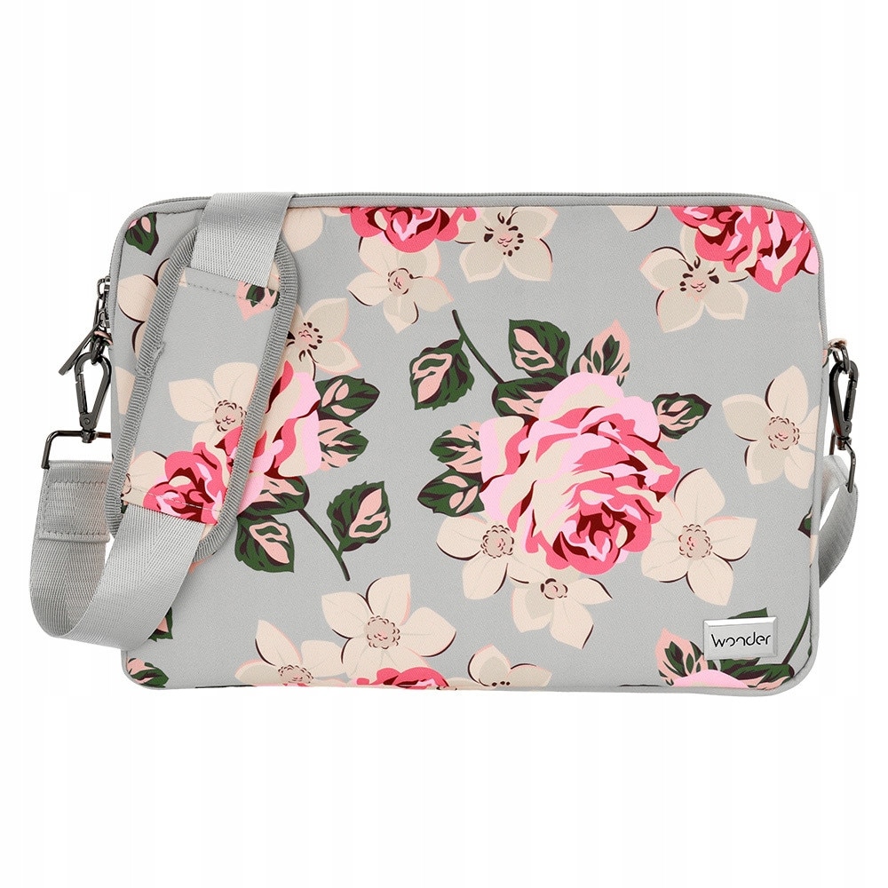 Futeral laptop Wonder Sleeve 15-16 inch, gri-roz, 38x24cm, super usor, cu curea reglabila