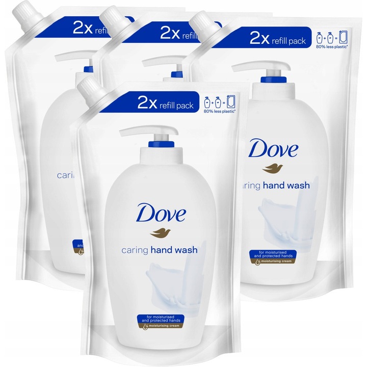Комплект Dove, 4x500ml, течен сапун, есенция от лотосов цвят, оризова вода, хидратираща грижа