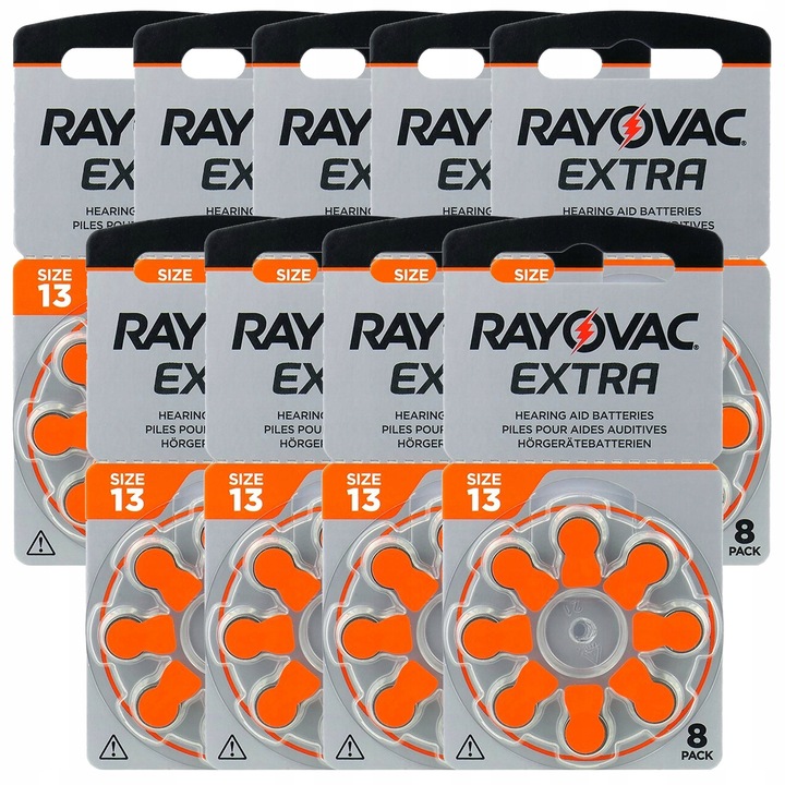Baterii zinc-aer Rayovac Extra 13 PR48, set 72 bucati, 1.45V, 7.9x5.4mm, fara mercur