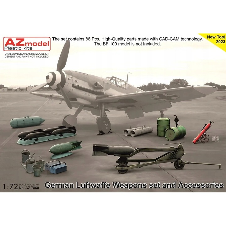 AZ Model 7860 katonai repülőgép makett, német fegyverek 1:72