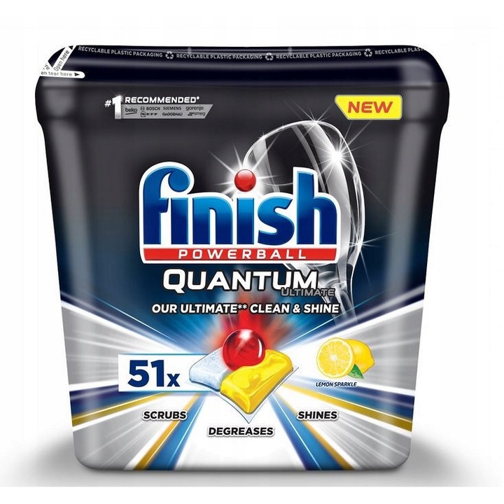 Set Finish pentru Zgarierea Vaselor, 9 produse, 2x Kapsulki Ultimate Lemon 50 buc, 1,5 kg sare, 400 ml lichid de clatire, 250 ml lichid de curatare, 4 ml odorizant citric