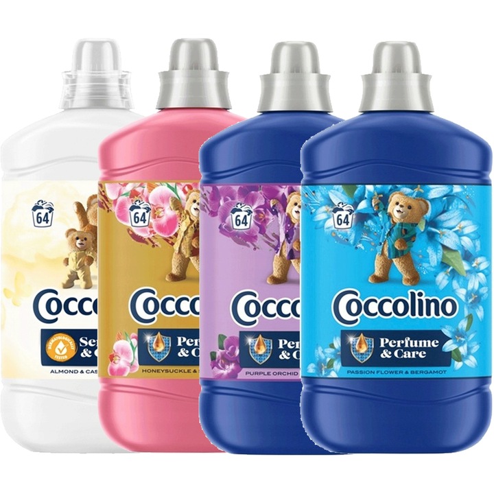 Coccolino Creations öblítő balzsam szett 1,6L x4, Mandula, Loncvirág, Orchidea, Golgotavirág, Bergamott