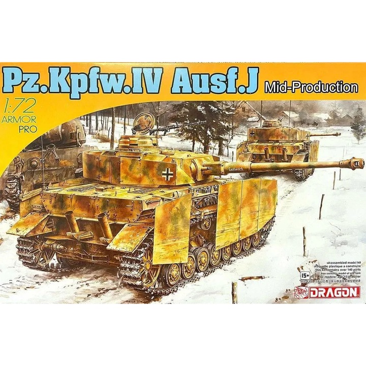 Dragon műanyag modell 1:72 Pz.Kpfw.IV Ausf.J Mid Production, ragasztó és festékek nélkül
