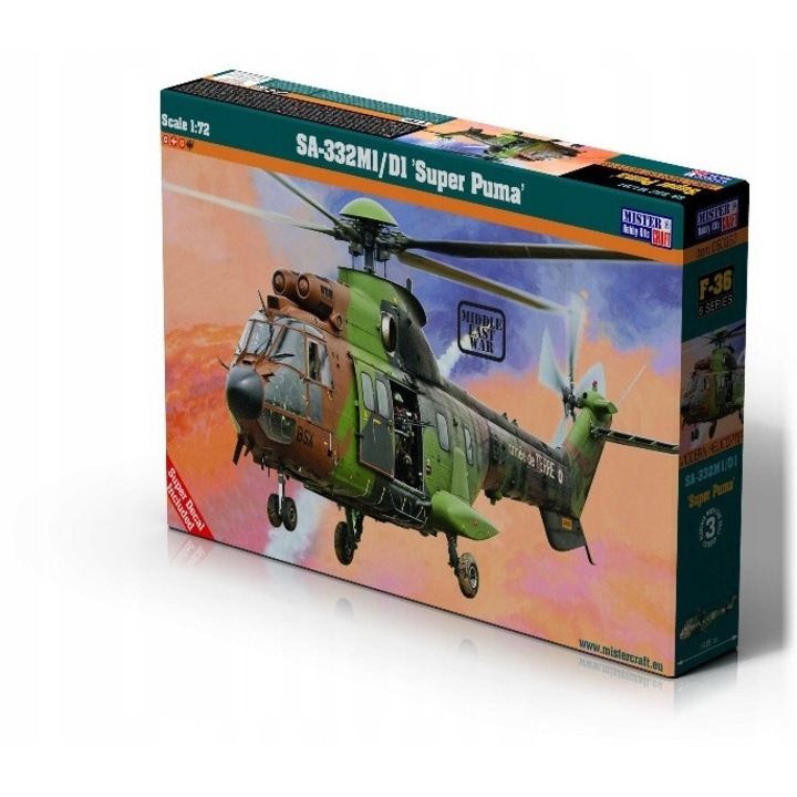Mistercraft F-36 SA-332M1/D1 Super Puma 1:72 - model de aeromodel, set de constructie, fara adeziv si vopsele