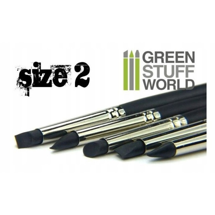 Комплект от 5 силиконови четки Color Shapers, Green Stuff World, черен, 8x5мм