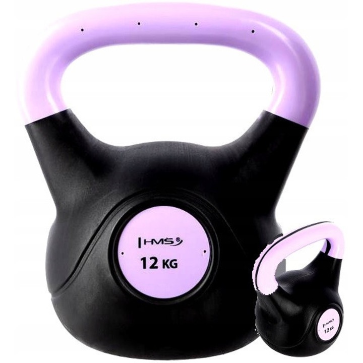 Kettlebell kompozit 12 kg, HMS, fekete-lila, 48mm x 210mm x 260mm x 295mm