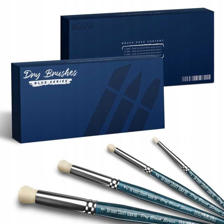 GSW Dry Brush Premium ecsetkészlet - Kék sorozat, 4 méret