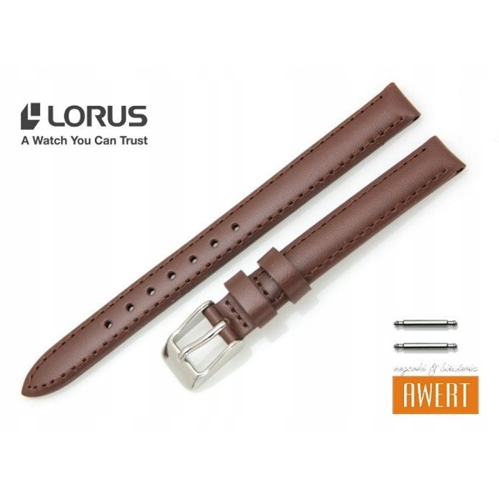 Valódi bőr óraszíj, Lorus, RQU039X modell, 10 mm, sötétbarna színű, maximális hossza 15,5 cm, teleszkópokkal együtt