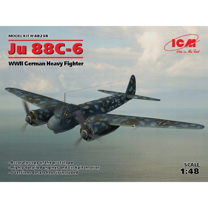 ICM Ju 88-6 repülőgép modell készlet 1:48, gyűjtőknek 14+