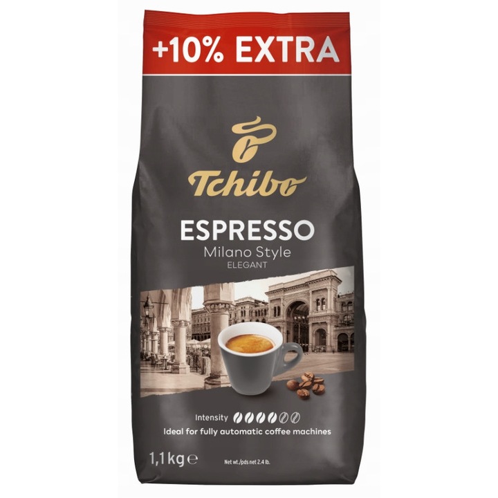 Cafea boabe Tchibo Caffe Crema Intense 1,1kg, aroma intensa, note de ciocolata