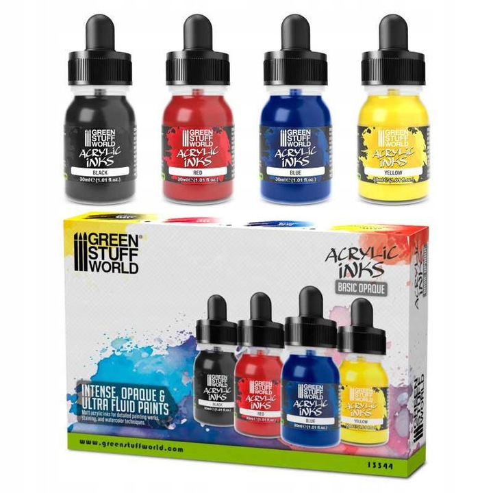 Green Stuff World opálos akrilfesték készlet, 4 szín, 30ml, matt felület