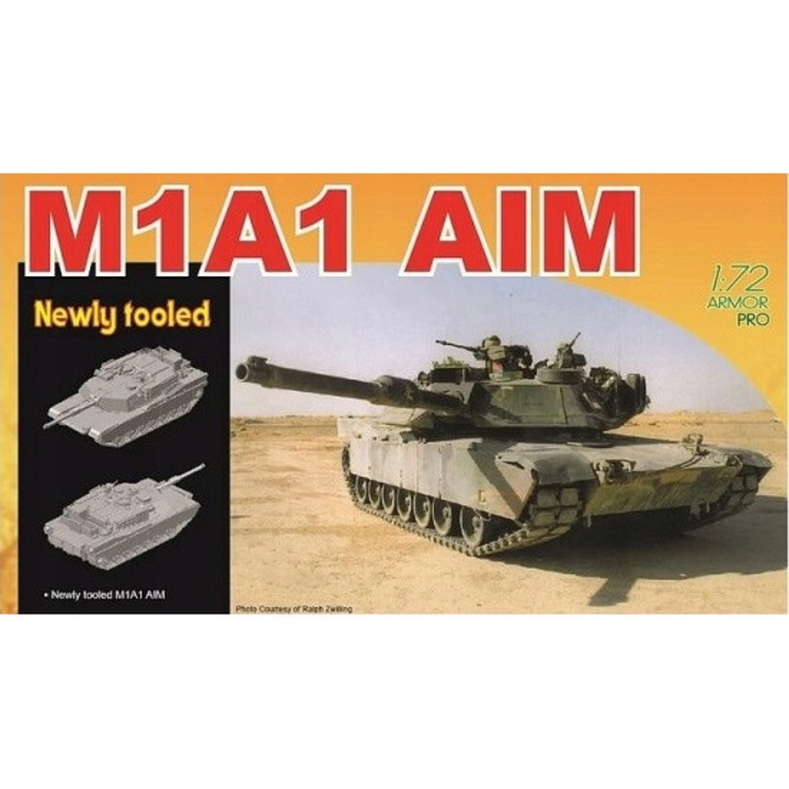 Sárkány figura, 1:35 M1A1 AIM Abrams modell, készlet útmutatóval és matricákkal, ragasztó és festékek nélkül