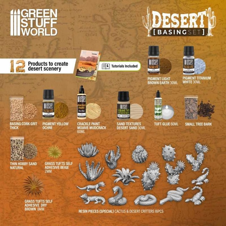Alapozó készlet - Sivatag, Green Stuff World, ragasztók, pigmentek, figurák