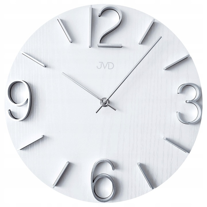 Ceas decorativ de perete JVD HC37.5, 30 cm, alb, MDF, mecanism cu quartz