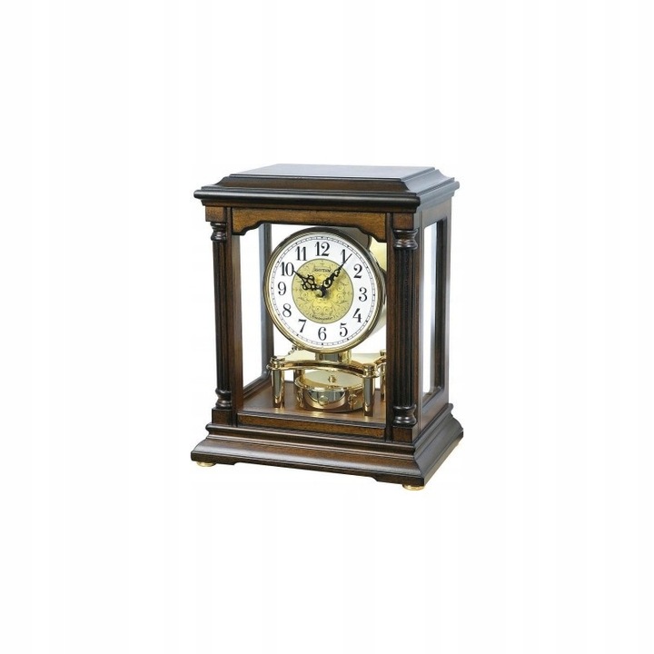 Ceas de perete din lemn Rhythm CRH176NR06, 23,5x28cm, cu melodii Westminster si Ave Maria, culoare brown