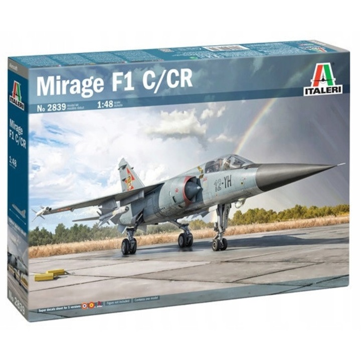 Makett repülőgép 1:48 Mirage F1 C/CR, Italeri, 31,8 cm, festék és ragasztó nélküli készlet, doboz méretei 345x242x48 mm