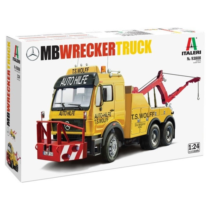 Camion de recuperare Mercedes-Benz 1:24, Italeri, 36,7cm, set de asamblare