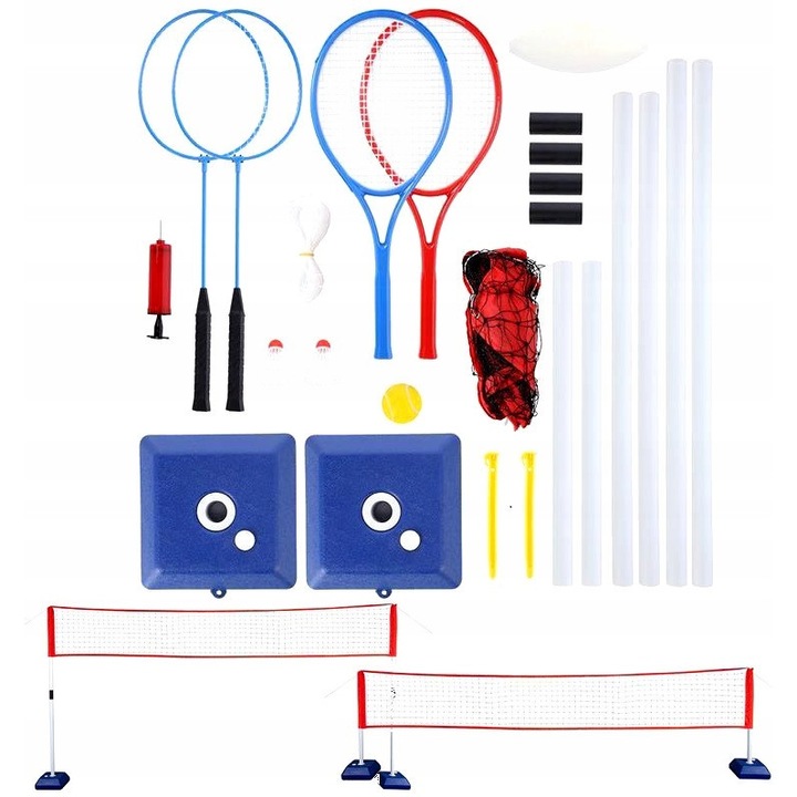 Nils 3 az 1-ben szett - tollaslabda, tenisz, röplabda háló, 206x300cm, ütőkkel és labdával