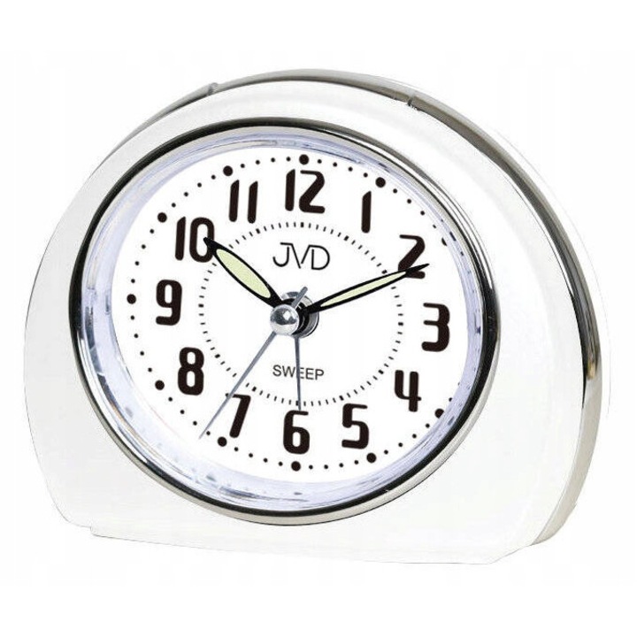 JVD SRP9501.3 ébresztőóra, fehér, 10cm, szundi funkcióval és LED világítással