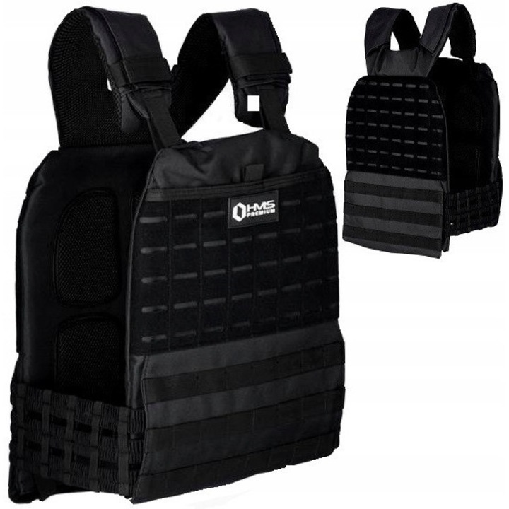 Vesta tactica cu greutati ajustabile 13,5kg HMS, 39x30cm, nylon oxford, 2 placi de greutate