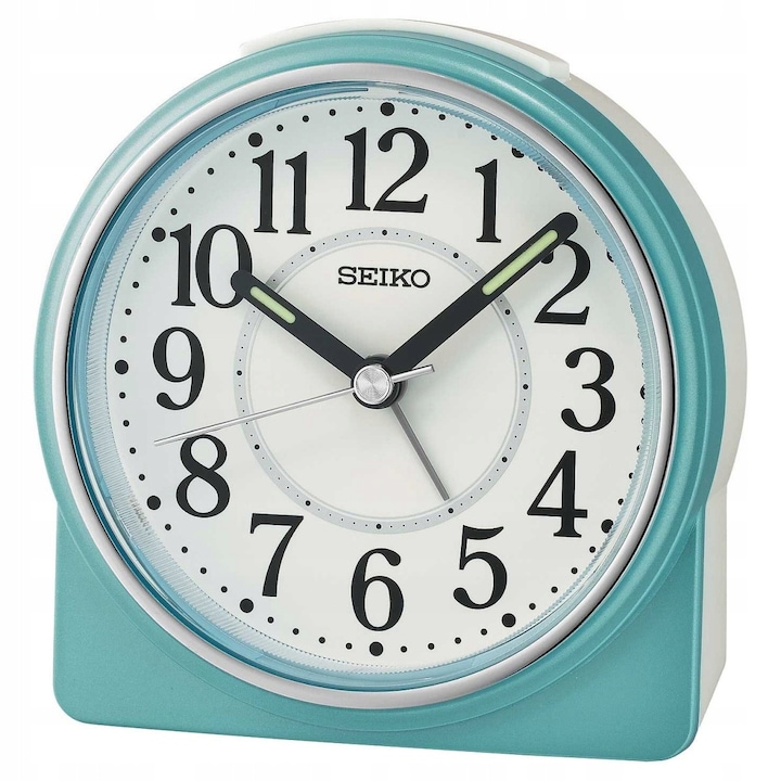 Dekoratív óra, Seiko, falióra, csendes mechanizmus, világítás, 9 cm, kék