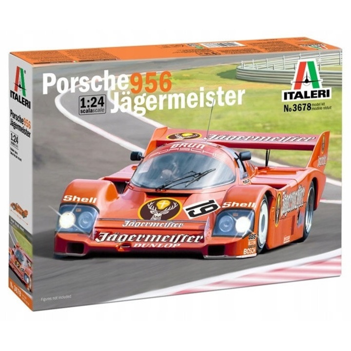 Model auto 1:24 Porsche 956 Jagermeister, set de asamblare, dimensiuni 19,9cm, culoare portocalie, dificultate 3