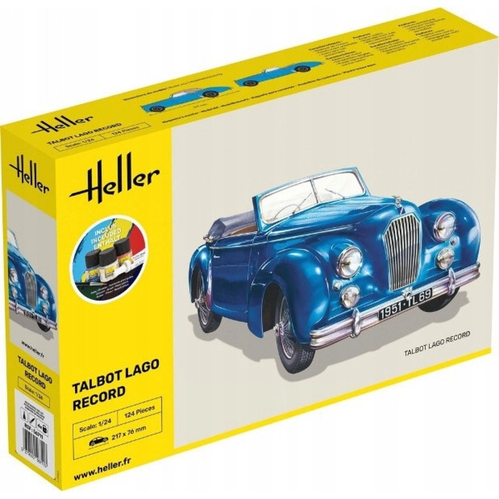 Set de constructie Heller Talbot Lago Record 1:24, detalii precise, necesita asamblare