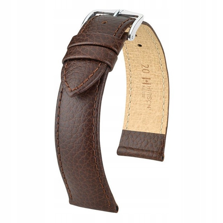 Curea de ceas Hirsch Kansas 20mm, piele, neagra, lungime 180mm, latime 20mm
