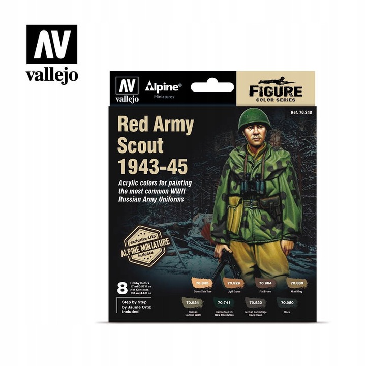 Комплект бои за фигури Vallejo 70248 Red Army Scout 1943-45, 8 x 17ml, фигура 1/35