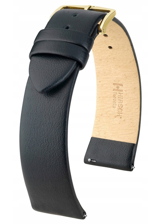 Curea de ceas din piele neagra HIRSCH Toronto M, 8 mm, rezistenta la apa, lungime maxima 16 cm, set cu telescoape