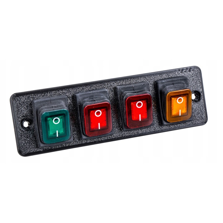 4 kapcsolós keret, Mizar, 12V/24V, műanyag, vízálló, méretek 170x53mm