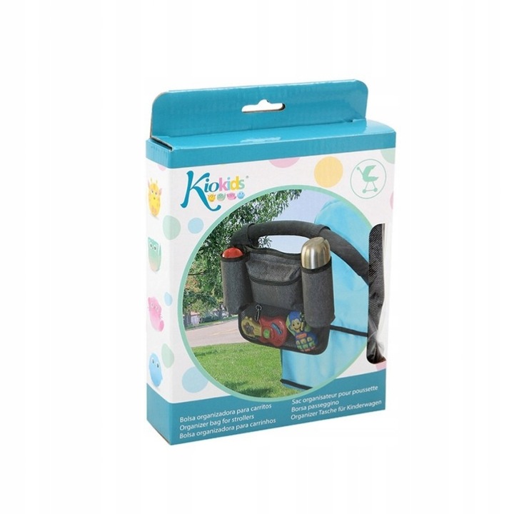 Organizator pentru carucior Kiokids, 4 buzunare, universal, 15x22x4,5cm