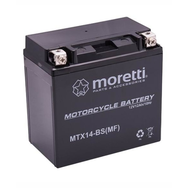 Akumulator AGM 12V 12Ah 200A Moretti, dimensiuni 150x87x145mm, set cu instructiuni