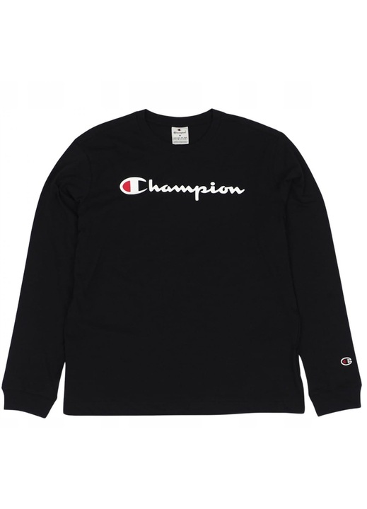 Bluza barbateasca Champion, maneca lunga, negru, 100% bumbac