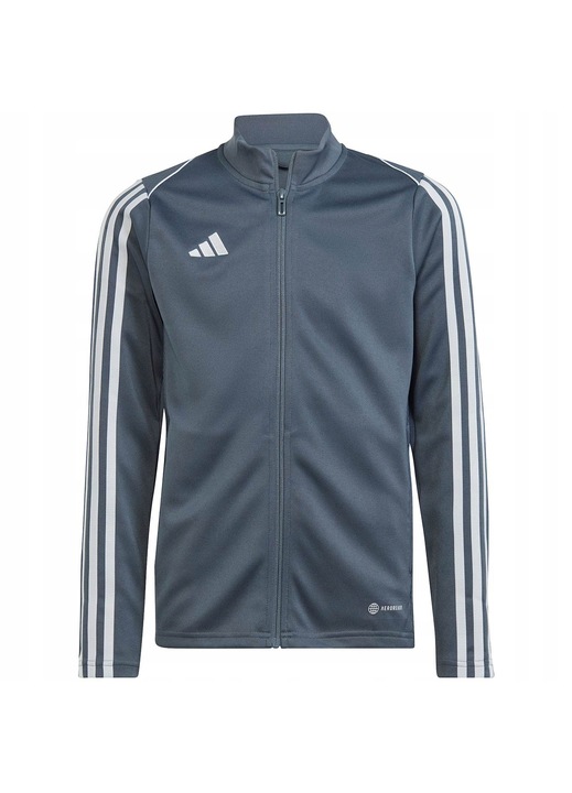 Детски суичър adidas Tiro 23, сив, рециклиран полиестер, с цип, за тренировка