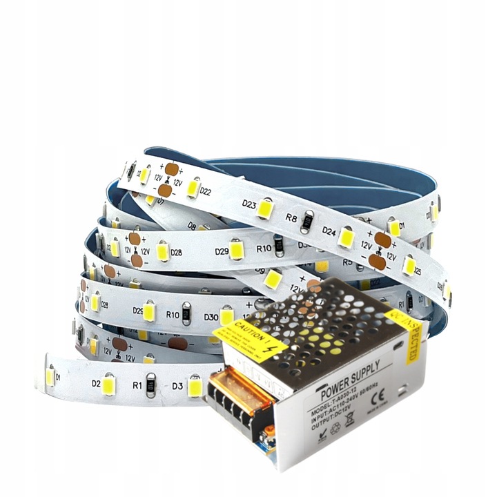 Set Benzi LED 5m, Media Design, 60 diodes 2835, alb cald, 12V
