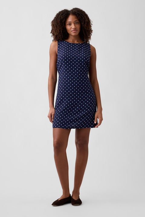 GAP, Rochie scurta cu model buline, Alb/Albastru inchis