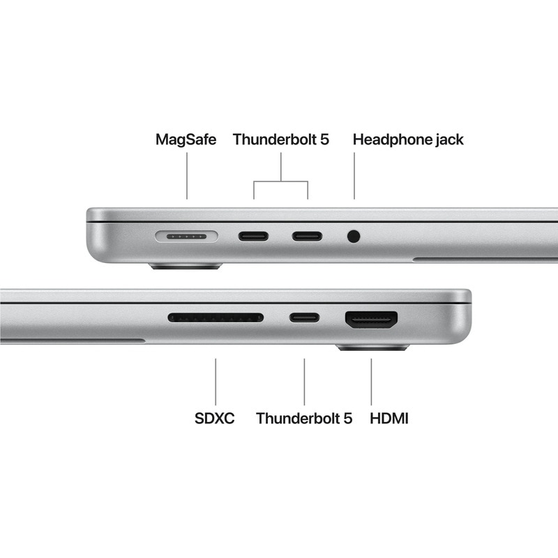 Laptop Apple MacBook Pro 14 Procesor Apple M5 Pro 15-core CPU / 16-core GPU 14.2" Liquid Retina XDR, 24GB, 1TB SSD, Mac OS, Layout US, Argintiu