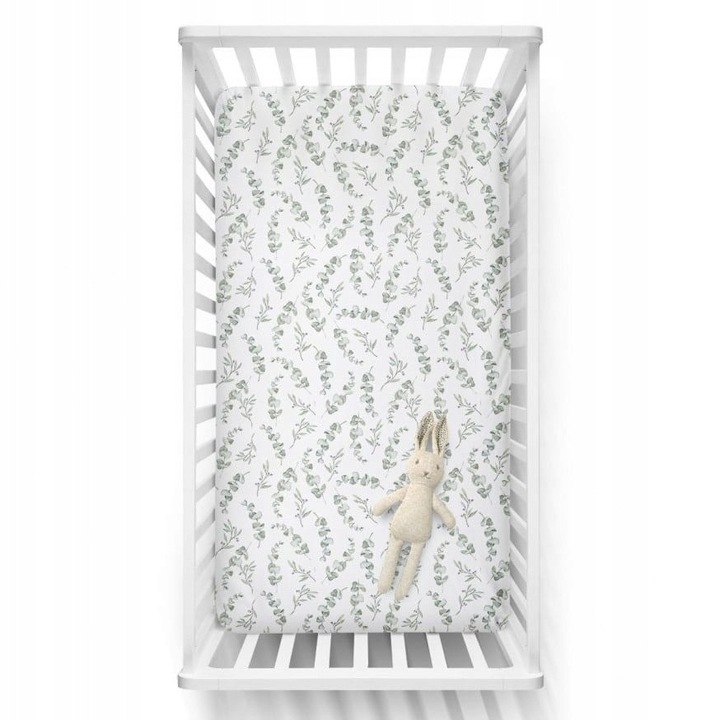 Cearceaf din bumbac cu elastic BabySteps, 70x140cm, imprimeu digital, pentru patut