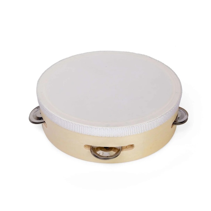 Bigjigs Toys fa tamburin gyerekeknek, natúr, 20x20cm