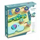 Puzzle Djeco, set cu animale din lemn, 9 piese, 21x21x2,7cm, pentru copii +18 luni