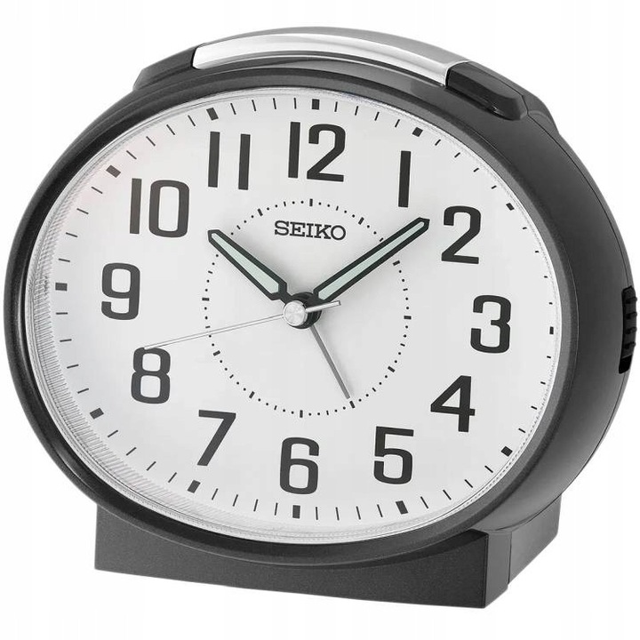 Seiko QHK059K ébresztőóra, csendes mechanizmus, fekete, 13x11,2x8,1cm, elemmel együtt