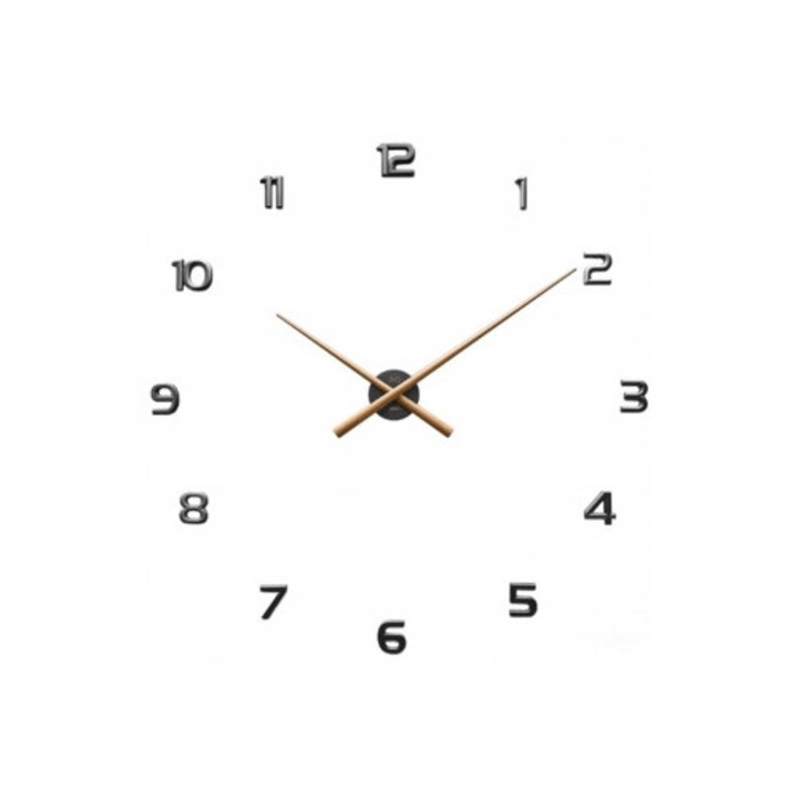 Ceas decorativ JVD HT465.6, negru mat, 90cm, cu indicatoare roz aurii, set de montaj inclus