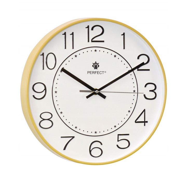 Dekoratív óra, PERFECT, 30 cm, bambusz, klasszikus design, csillagokkal
