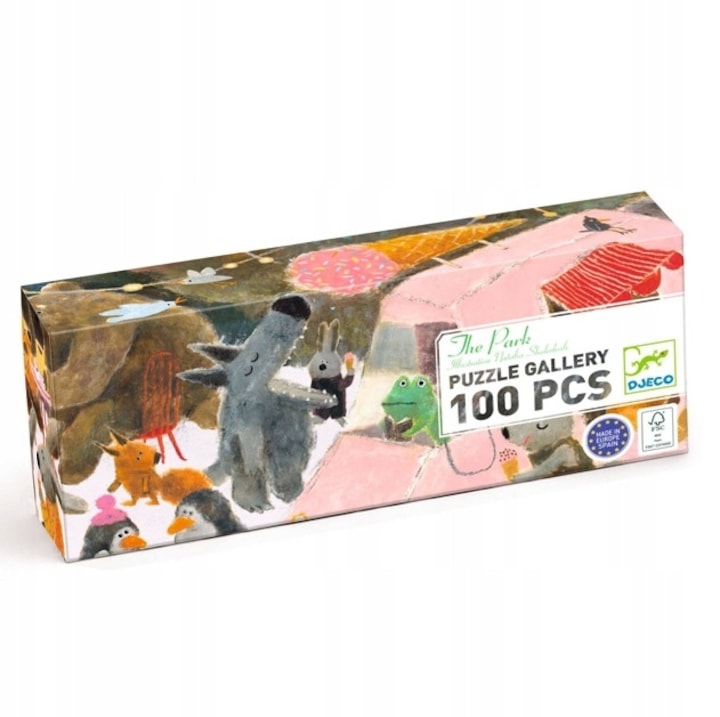 Puzzle Djeco, galerie 100 elemente, 97x33cm, tema petrecere, pentru copii 5+ ani