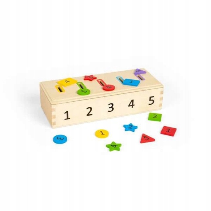 Дървен сортер с 27 жетона, Bigjigs Toys, Монтесори, цветове и форми, 8x32x13 см